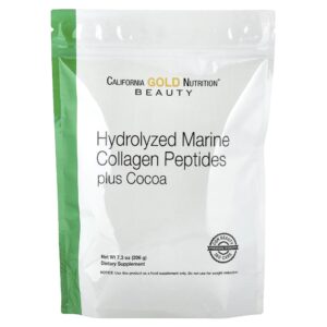 California Gold Nutrition - Peptídeos de Colágeno Marinho Hidrolisado com Cacau 206 g