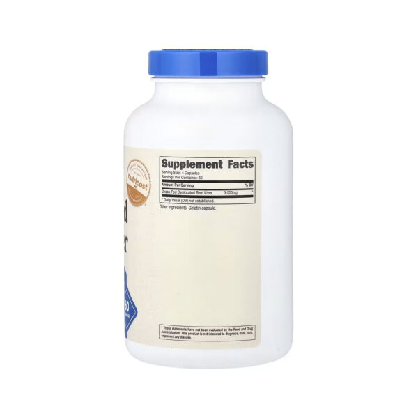 Fígado Bovino de Gado Criado no Pasto 3000mg - Nutricost 240 Cápsulas