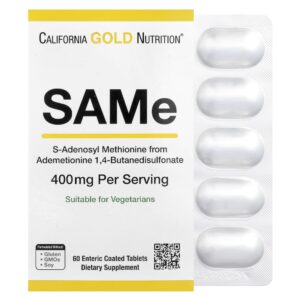 California Gold Nutrition - SAMe Butanodissulfonato 400 mg 60 Comprimidos com Revestimento Entérico