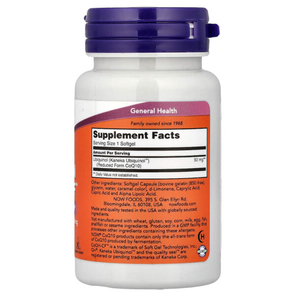 NOW Foods - Ubiquinol CoQH-CF 50 mg 60 Cápsulas Softgel