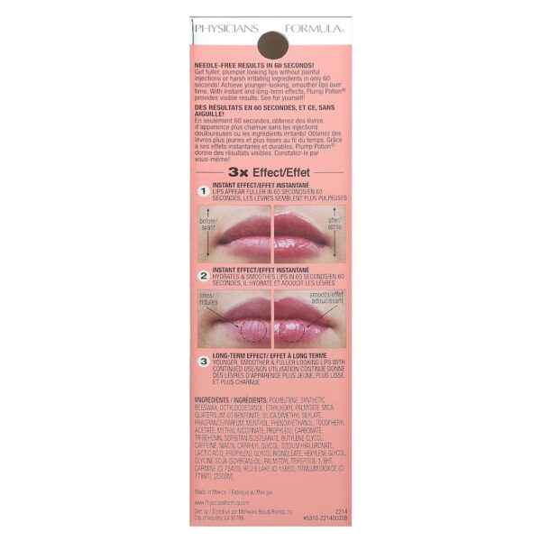 61-28.jpg Physicians Formula - Plump Potion Coquetel para Volume Labial sem Agulhas Poção de Cristal Rosa 2214 3 g