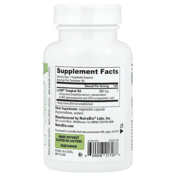 Nutrabio Labs - Tongkat Ali 60 Cápsulas (200 mg por Cápsula)