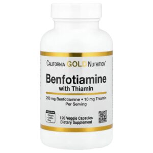 California Gold Nutrition - Benfotiamina com Tiamina 250 mg 120 Cápsulas Vegetais