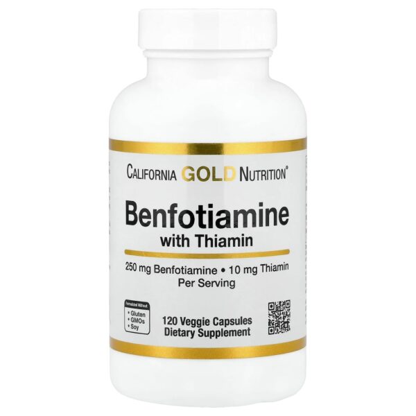 California Gold Nutrition - Benfotiamina com Tiamina 250 mg 120 Cápsulas Vegetais
