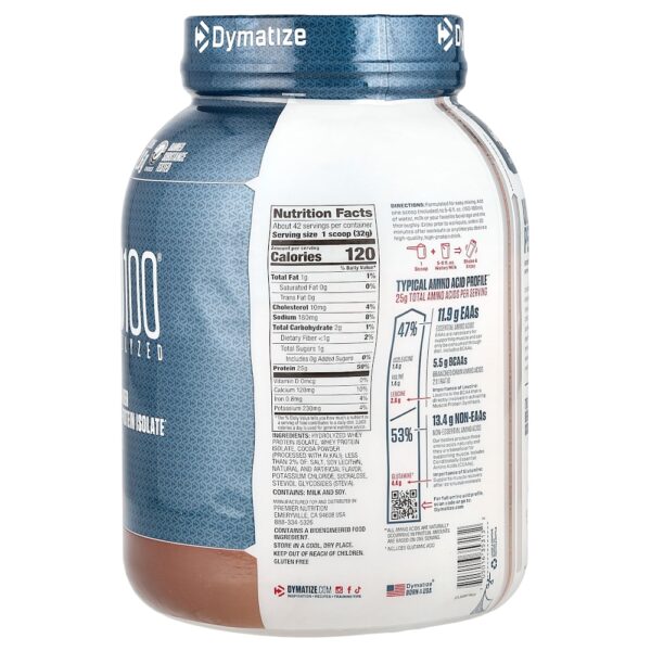Dymatize - ISO100 Hidrolisado 100% de Isolado de Whey Protein Chocolate Gourmet 1,37 kg