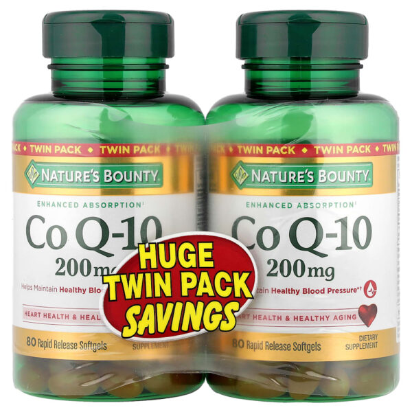 Nature's Bounty - Co Q-10 Embalagem Dupla 200 mg 2 Frascos 80 Cápsulas Softgel de Liberação Rápida Cada