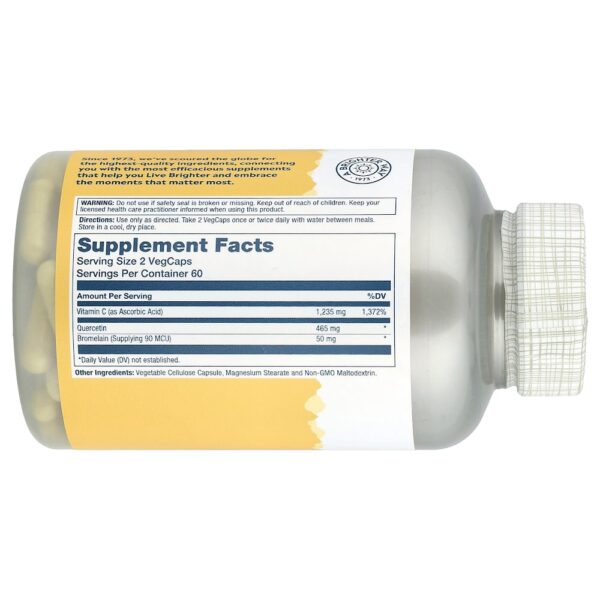 Solaray - Quercetina Bromelaína e Vitamina C 120 Cápsulas Veganas