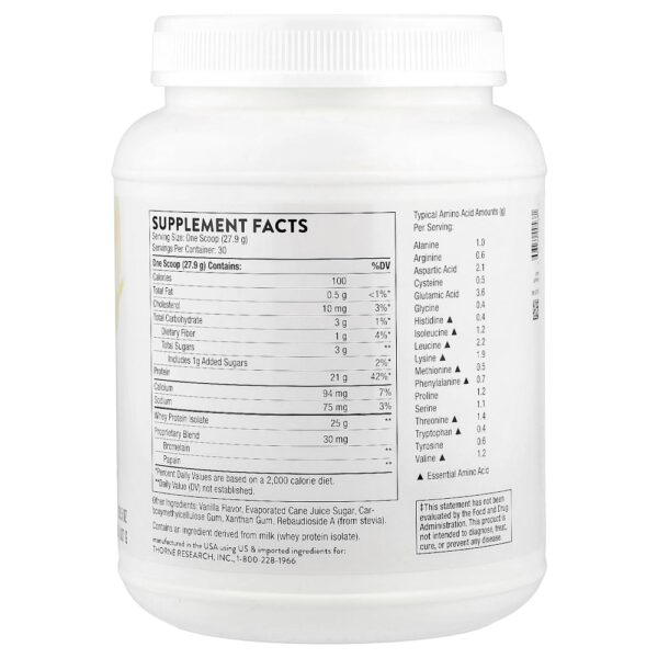 Thorne - Whey Protein Isolado Baunilha 837 g