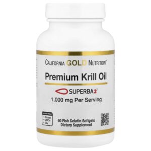 California Gold Nutrition - Óleo de Krill Premium com Superba2 1000 mg 60 Cápsulas Softgel