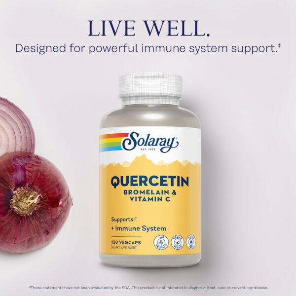 Solaray - Quercetina Bromelaína e Vitamina C 120 Cápsulas Veganas