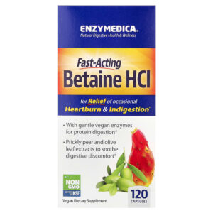 Enzymedica - Cloridrato de Betaína de Ação Rápida 120 Cápsulas