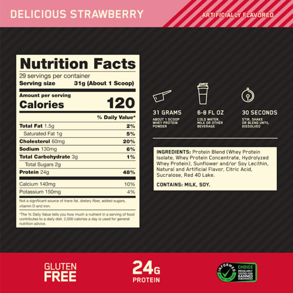 Optimum Nutrition - Gold Standard 100% Whey Morango Delicioso 907 g