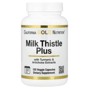 California Gold Nutrition - Cardo-mariano Plus com Extrato de Cúrcuma e Alcachofra 120 Cápsulas Vegetais