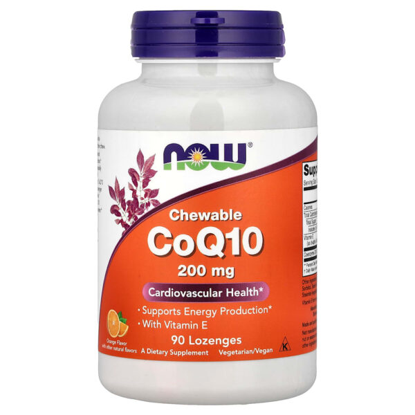 NOW Foods - CoQ10 Mastigável com Vitamina E Laranja 90 Pastilhas