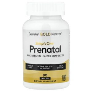 California Gold Nutrition - Simply One Multivitamínico Pré-Natal com SuperVegetais Especiarias Vitamina A e Folato 90 Comprimidos