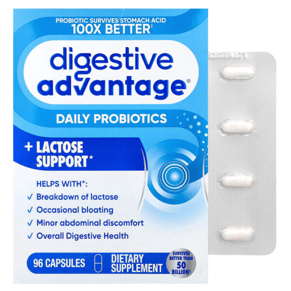Schiff - Digestive Advantage Probióticos Diários + Suporte de Lactose 96 Cápsulas