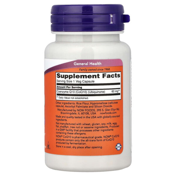 NOW Foods - CoQ10 60 mg 60 Cápsulas Vegetais