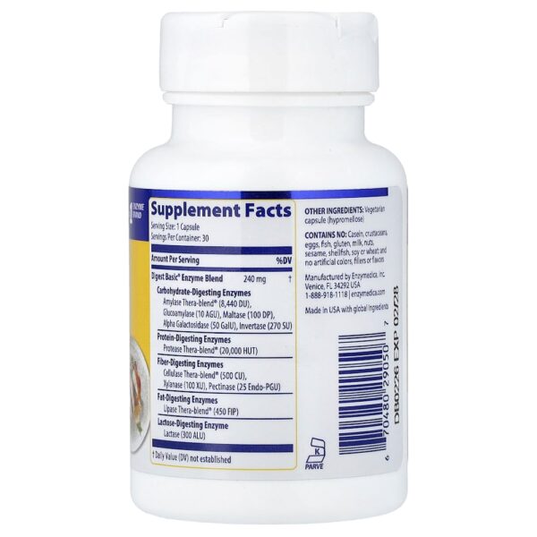 Enzymedica - Digest Basic Fórmula de Enzimas Essenciais 30 Cápsulas