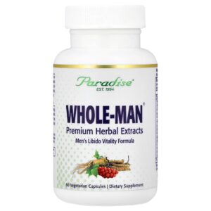 Paradise Herbs - Whole-Man Fórmula de Vitalidade para Libido Masculina 60 Cápsulas Vegetarianas