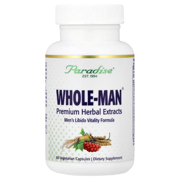 Paradise Herbs - Whole-Man Fórmula de Vitalidade para Libido Masculina 60 Cápsulas Vegetarianas