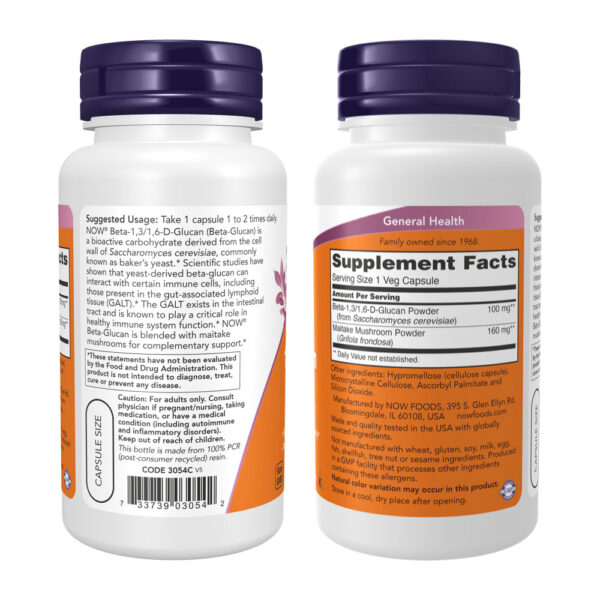 Beta-1,3/1,6-D-Glucano 100mg 90 Veg Cápsulas - Now Foods