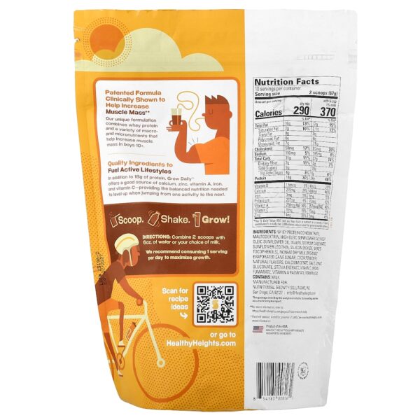 Healthy Heights - Grow Daily Mistura de Nutrição e Whey Protein Para crianças acima de 10 Anos Chocolate 670 g