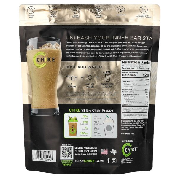 Chike Nutrition - Café Gelado com Alto Teor de Proteínas Baunilha 413 g