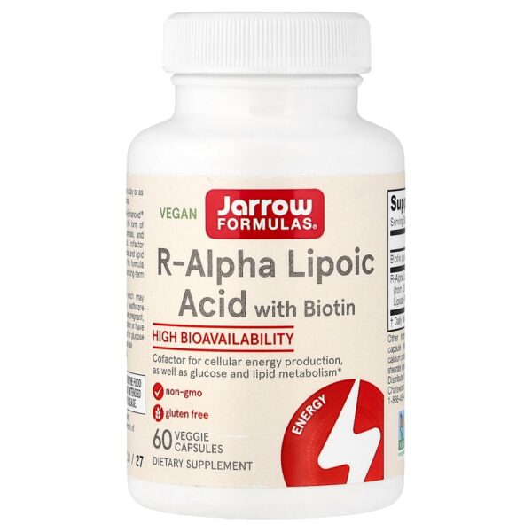 70-15.jpg Jarrow Formulas - Ácido R-Alfa-Lipoico com Biotina 60 Cápsulas Vegetais