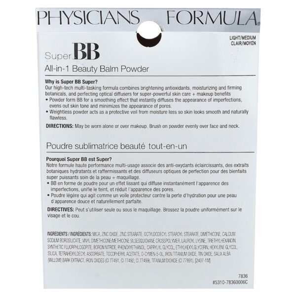 72-21.jpg Physicians Formula - Super BB Bálsamo de Beleza All-in-1 em Pó 7836 Claro/Médio 8 g