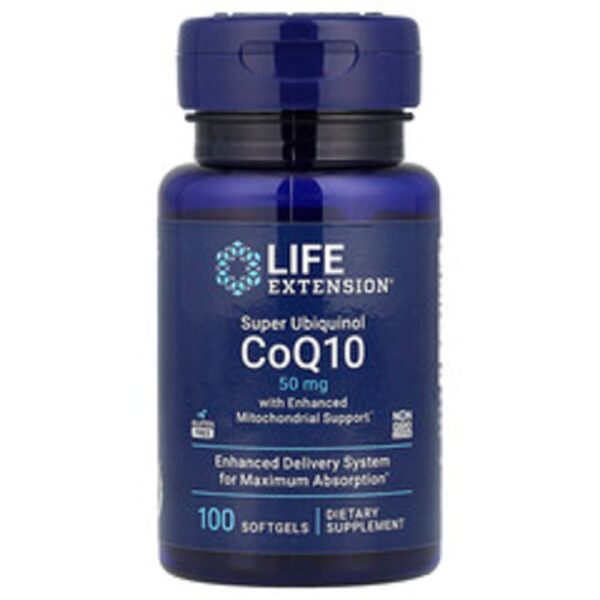 73-18.jpg Life Extension - Super Ubiquinol CoQ10 com Suporte Mitocondrial Enriquecido 50 mg 100 Cápsulas Softgel