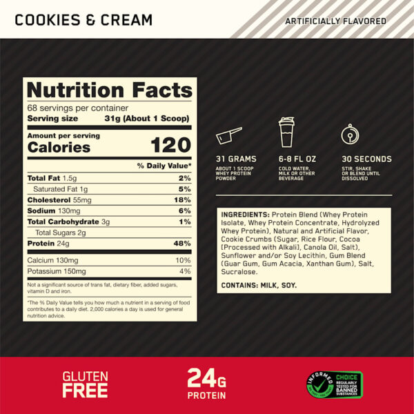Optimum Nutrition - Gold Standard 100% Whey Protein Cookies e Creme 2,1 kg