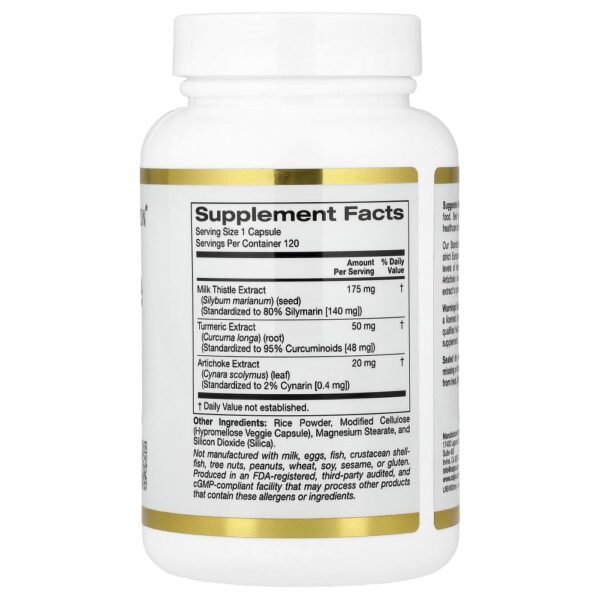 California Gold Nutrition - Cardo-mariano Plus com Extrato de Cúrcuma e Alcachofra 120 Cápsulas Vegetais