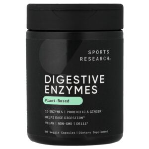 Sports Research - Enzimas Digestivas À Base de Plantas 90 Cápsulas Vegetais