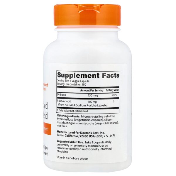 78-6.jpg Doctor's Best - Ácido R-lipoico Estabilizado 100 mg 180 Cápsulas Vegetais