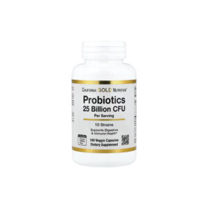 Probiotics 25 Billion CFU com Mistura de 10 Estirpes 25 Bilhões de UFCs 180 Cápsulas Vegetais - California Gold Nutrition