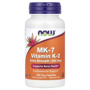 NOW Foods - MK-7 Vitamina K-2 300 mcg 120 Cápsulas Vegetais
