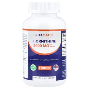 Vitamatic - L-Ornitina 180 Cápsulas Vegetais (666 mg por Cápsula)
