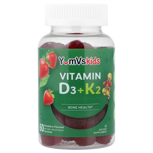 YumVs - Infantil Gomas de Vitaminas D3 + K2 Sabor Morango 60 Gomas