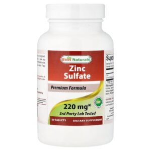 Best Naturals - Sulfato de Zinco 120 Comprimidos (50 mg por Comprimido)
