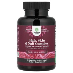 8-158.jpg Nature's Craft - Complexo para Cabelos Pele e Unhas com Biotina Colágeno e Queratina 60 Cápsulas