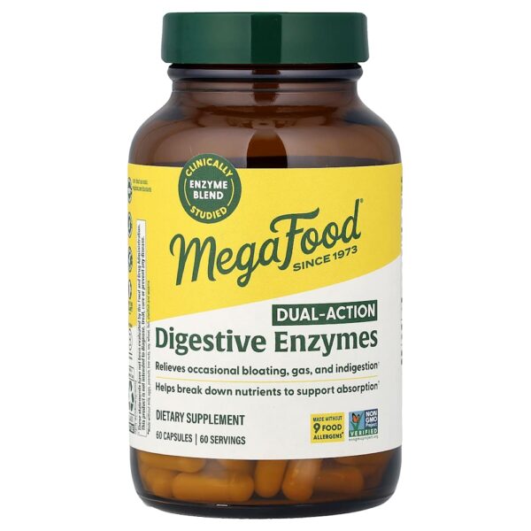 MegaFood - Enzimas Digestivas de Dupla Ação 60 Cápsulas