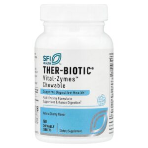 SFI Health - Ther-Biotic Vital Zymes Sabor Natural de Cereja 180 Comprimidos Mastigáveis