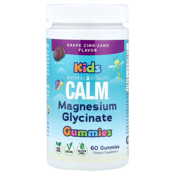 Natural Vitality - Calm Gomas de Glicinato de Magnésio Uva Zing-Zang 60 Gomas
