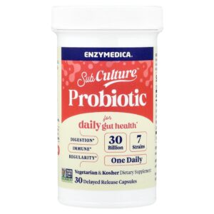 8-223.jpg Enzymedica - Probiótico Sub Culture para Saúde Intestinal Diária 30 Bilhões 30 Cápsulas de Liberação Retardada