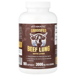 Vitamatic - Pulmão Bovino de Gado Criado no Pasto com Fígado 180 Cápsulas
