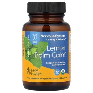 Herb Pharm - Lemon Balm Calm 500 mg 60 Cápsulas Vegetarianas