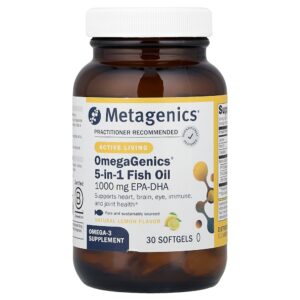 Metagenics - OmegaGenics Óleo de Peixe 5-em-1 Sabor Natural de Limão 30 Cápsulas Softgel