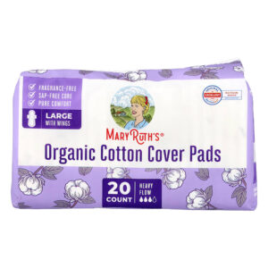 MaryRuth's - Absorventes de Algodão Orgânico com Abas Grande Fluxo Intenso 20 Absorventes