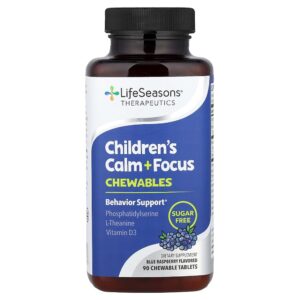 LifeSeasons - Comprimidos Mastigáveis para Crianças Calm + Foco Framboesa Azul 90 Comprimidos Mastigáveis