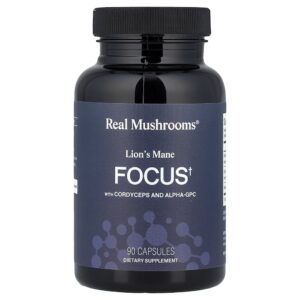 Real Mushrooms - Focus Juba-de-Leão com Cordyceps e Alfa GPC 90 Cápsulas